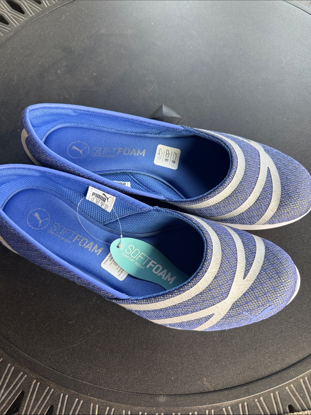 Puma Blue and Light Gray SoftFoam Slip-On Flats